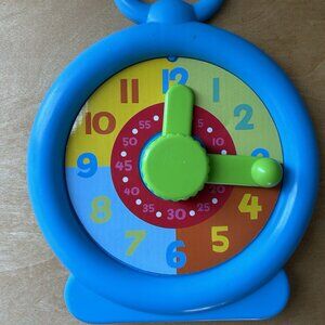 Fun Time Toys Children’s Learning/ Telling Time Blue Clock w/ Hours & Minutes